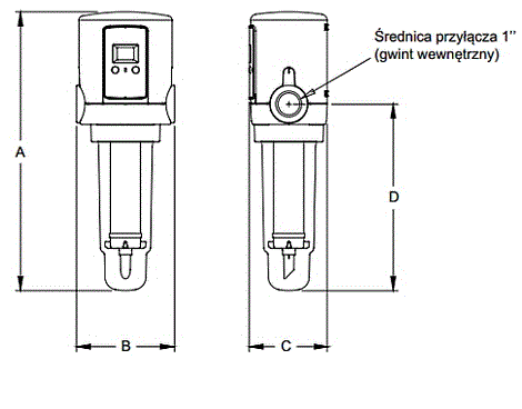 Automatyczny filtr mechaniczny Ecowater: wymiary